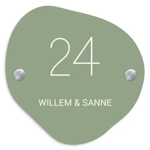 Effen olijfgroen - Klassiek Naambord Organisch middel -3d