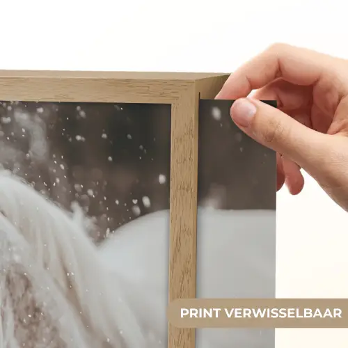 Paard - Wit - Winter - Natuur - Sneeuw - Dieren Light Box met batterij (Wandlamp) middel -USP_websiteprintNL