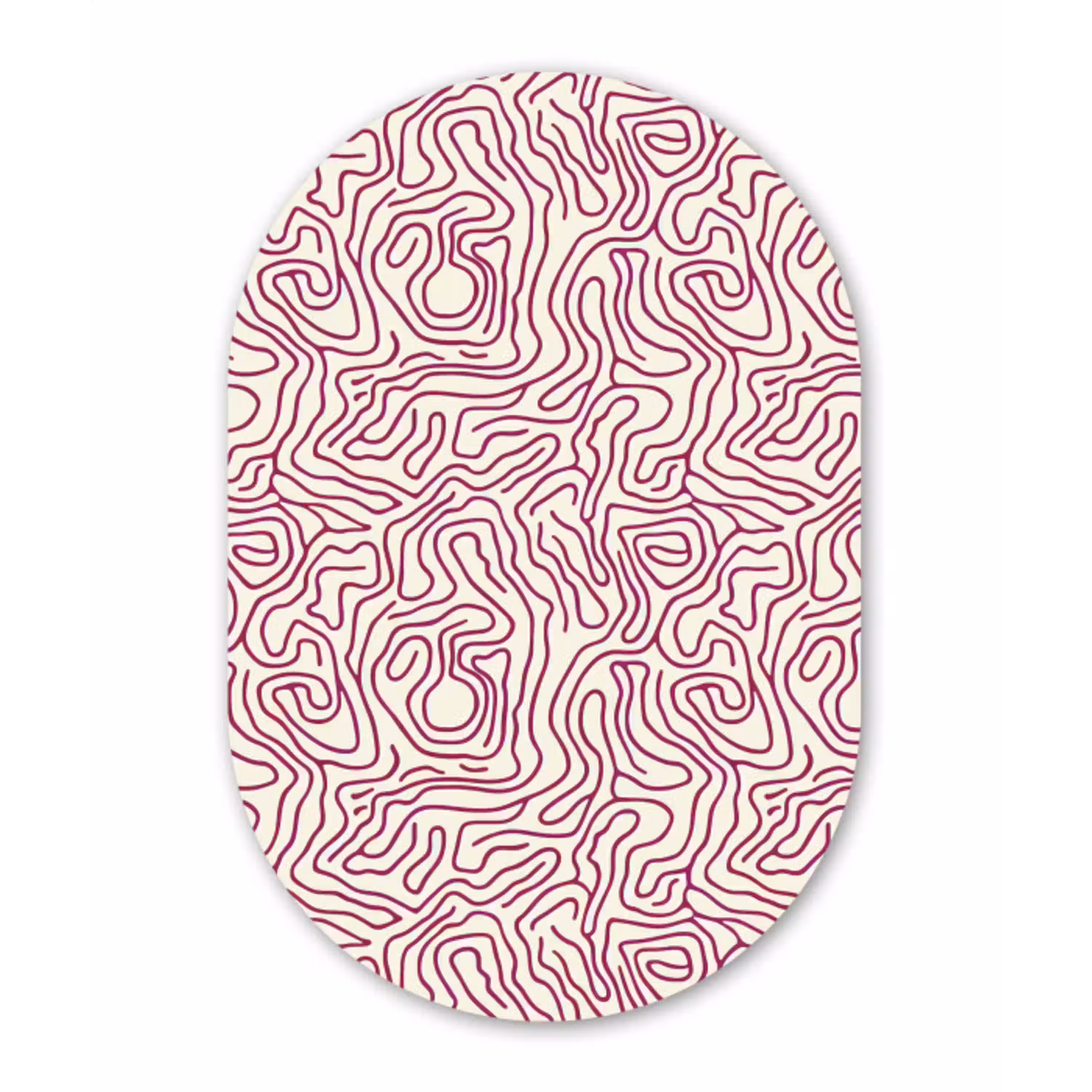 Kronkelende lijn - Magenta - Crème Wandcirkel Ovaal Aluminium middel 839 -3d
