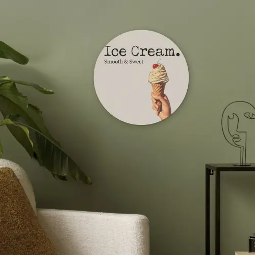 Ice cream - Softijs - Kleurrijk - Kers Akoestische PET Vilt - Rond klein -sfeer2