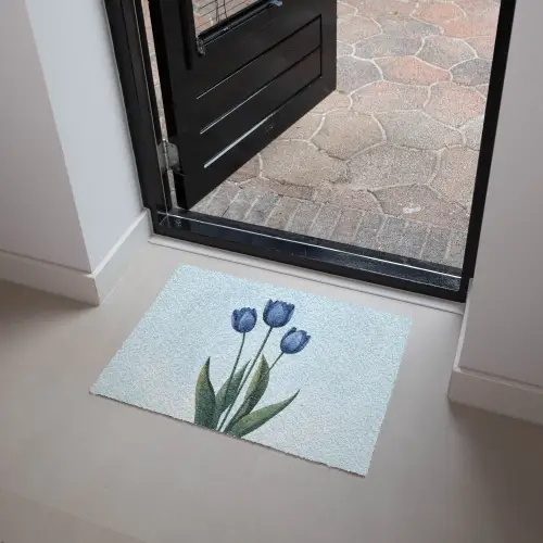 Tulpen - Blauw - Bladeren Deurmat klein -sfeer5