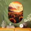Zonnebloemen - Zonsondergang - Landschap Wandcirkel Ovaal Glas middel -sfeer2
