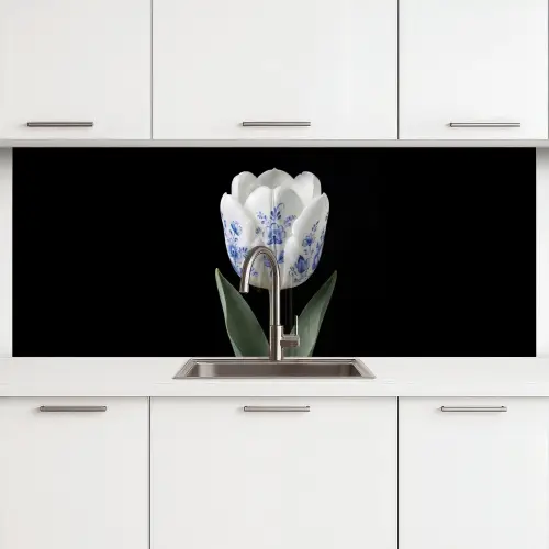 Tulp - Patroon - Blauw keuken achterwand 2 middel -3d