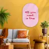 Tekst - Roze - Love - Hart Wandcirkel Ovaal Glas middel -sfeer4