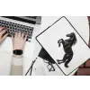 Zwart - Paard - Portret laptophoes neopreen klein -bureau