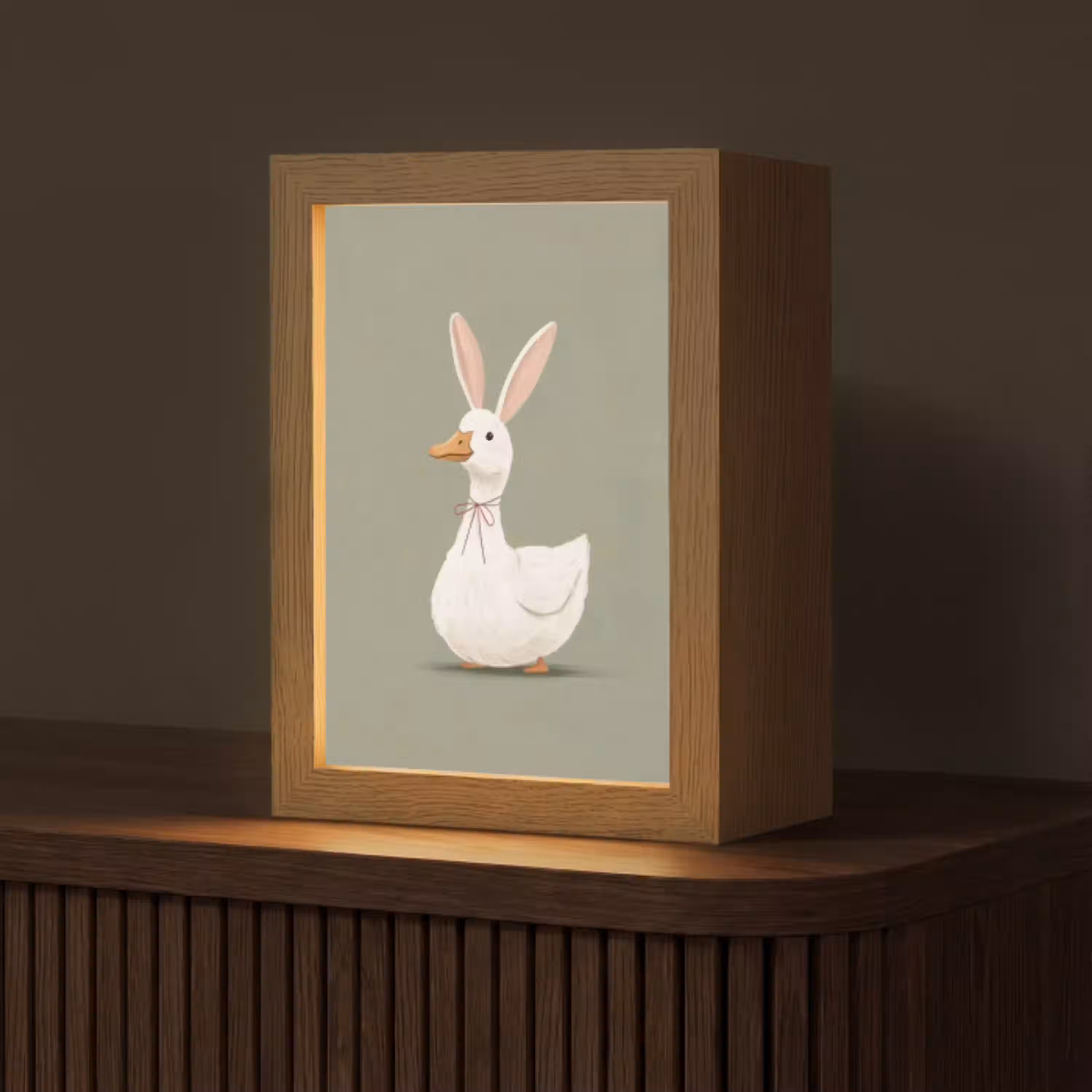 Eend - Konijnoren - Grijs Light Box met kabel (Tafellamp) klein -z3d_website