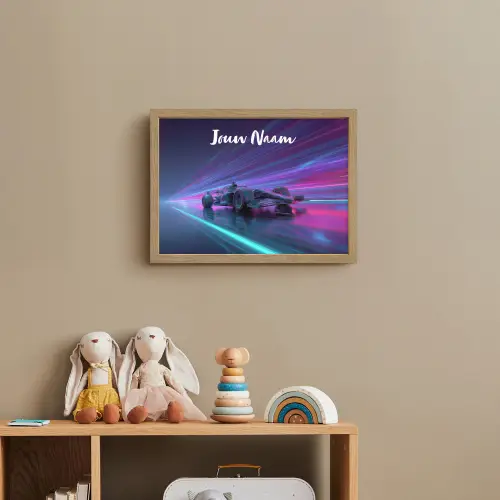 Lichtstralen - Neon - Racewagen - Paars Light Box met batterij (Wandlamp kind) middel -sfeer2_kind