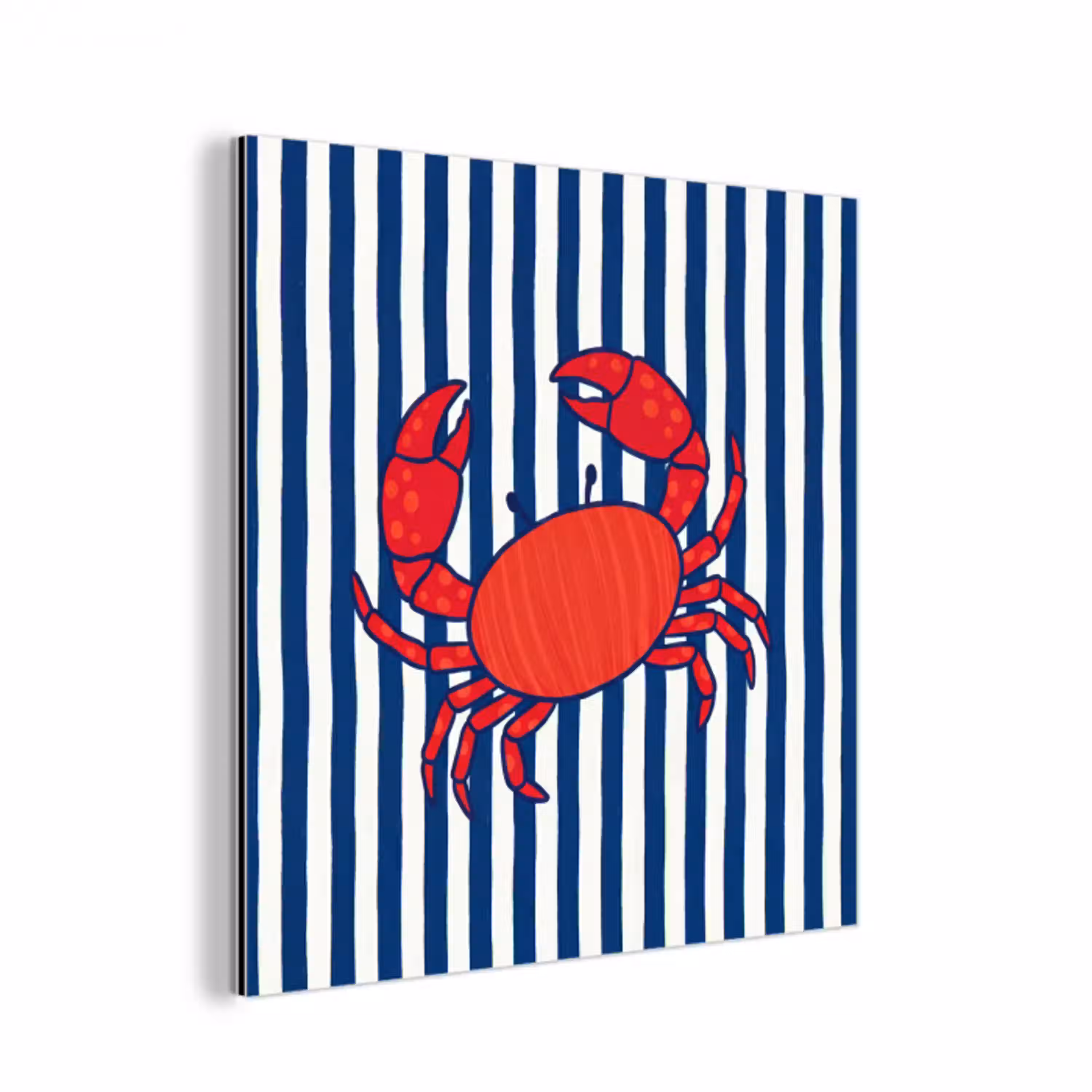 Krab - Strepen - Zeeleven - Illustratie - Rood aluminium wit klein -3d