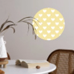 Hartjes - Patroon - Geel Wandcirkel behangsticker klein 186 -sfeer3