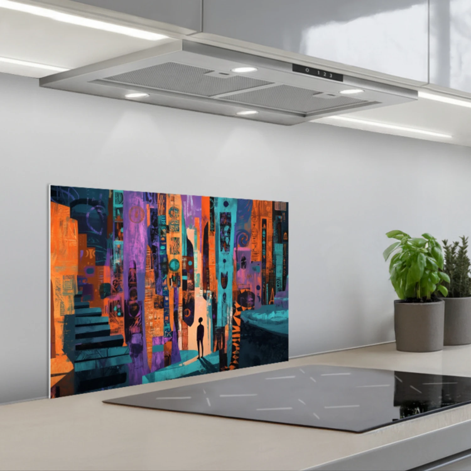 Kitchen splashback for hob - Abstract - Figures - Colorful ...