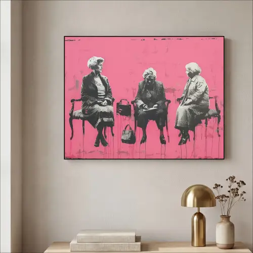 Graffiti - Roze - Street art - Vrouwen Textielframe zwart klein -sfeer2