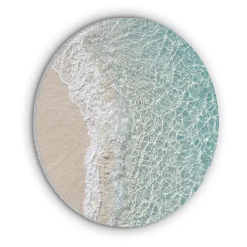 Kust - Zand - Blauw Akoestische PET Vilt - Rond klein -3d