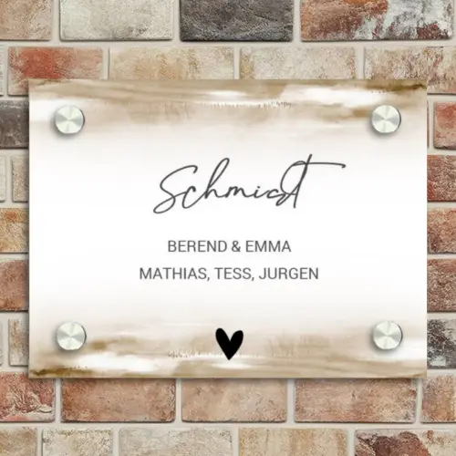 Aquarelachtergrond - Bruin - Sierlijk Naambord Rechthoek middel -sfeer3