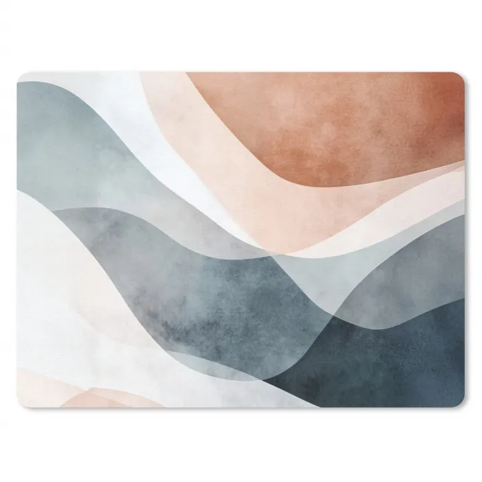 Abstract - Golven - Blauw muismat rubber klein -3d