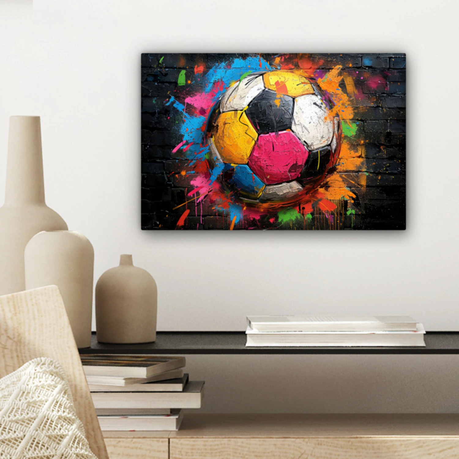 abstracte kleurrijke stippen kunst aan de muur schilderij