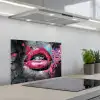 Lippen - Felroze - Graffiti - Verfstrepen keuken achterwand spatscherm klein -3d_schuin
