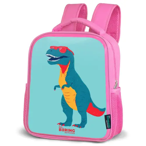Coole T. rex met zonnebril Kinderrugzak - Roze middel -schuin