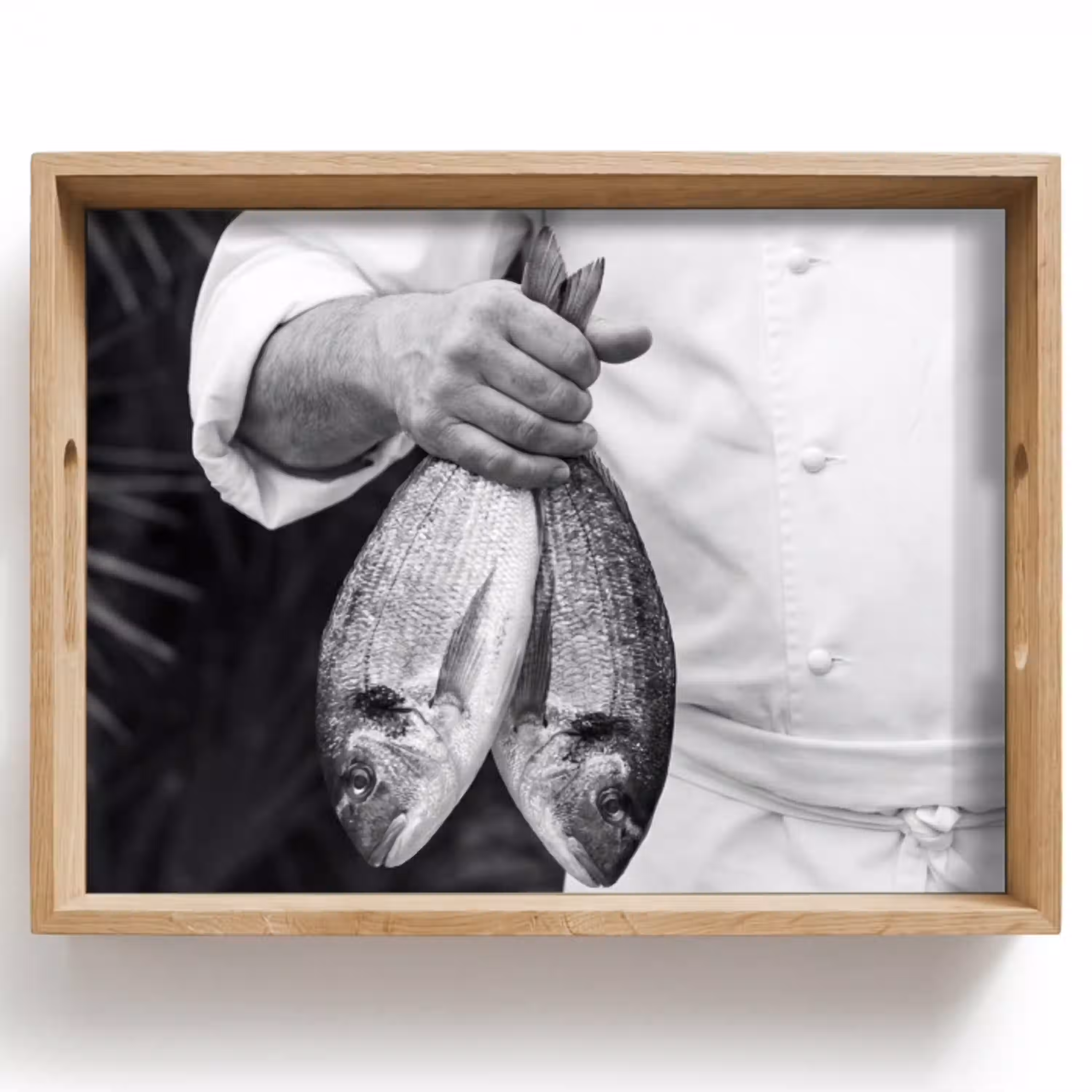Vissen - Chef - Zwart - Wit Dienblad Rechthoek middel -z3d_shopping