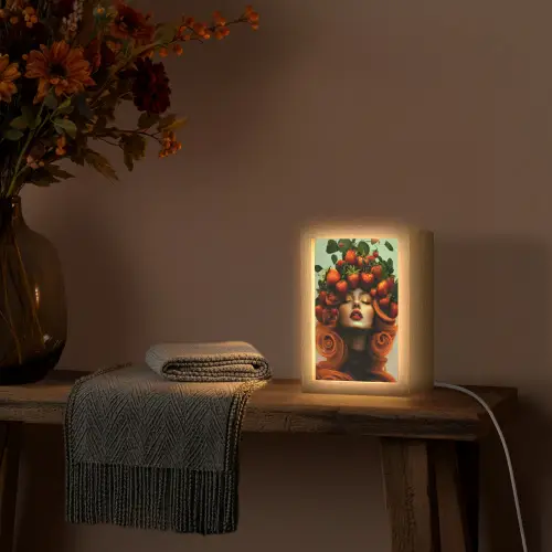 Vrouw - Aardbeien - Kroon Light Box met kabel (Tafellamp) klein -sfeer4