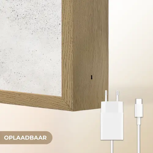 Lichtgrijs - Betonstructuur - Subtiel Light Box met batterij (Wandlamp) middel 907 -USP_websiteoplaadbaarNL