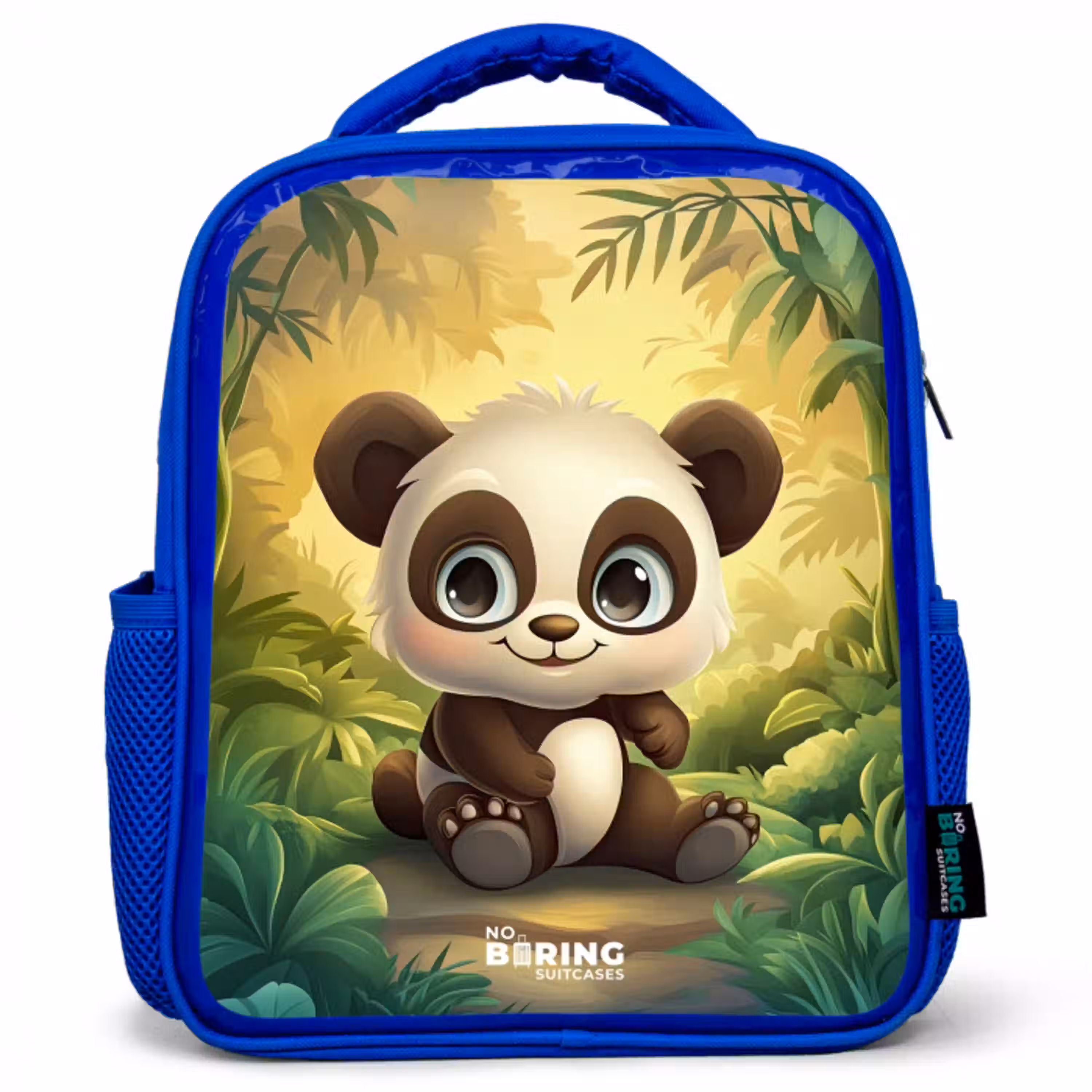 Panda - Bamboebos - Groen Kinderrugzak - Blauw middel -3d