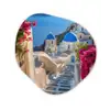 Santorini - Bloemen - Griekenland Wandcirkel Organisch Forex 3mm klein -3d