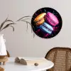 Macarons - Dessert - Graffiti - Kleurrijk - Roze - Blauw - Geel Wandcirkel kunststof plaat 5mm dik klein -sfeer4