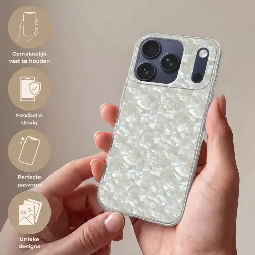 Parelmoerglans - Wit - Schelp Telefoonhoesje iPhone 17 Pro klein 878 -sfeer3_NL