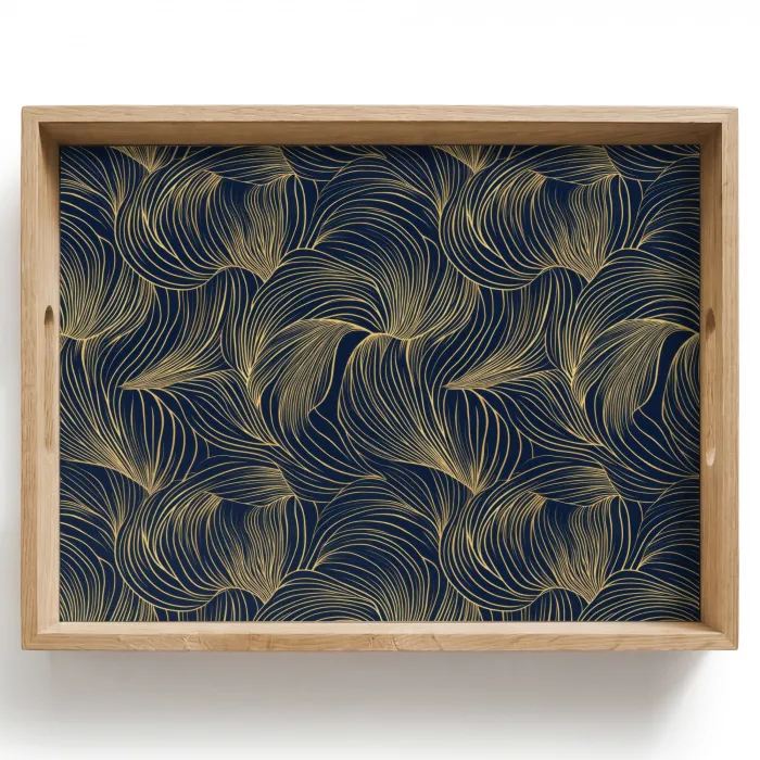Abstract - Lijnen - Blauw - Goud Dienblad Rechthoek middel 911 -z3d_shopping