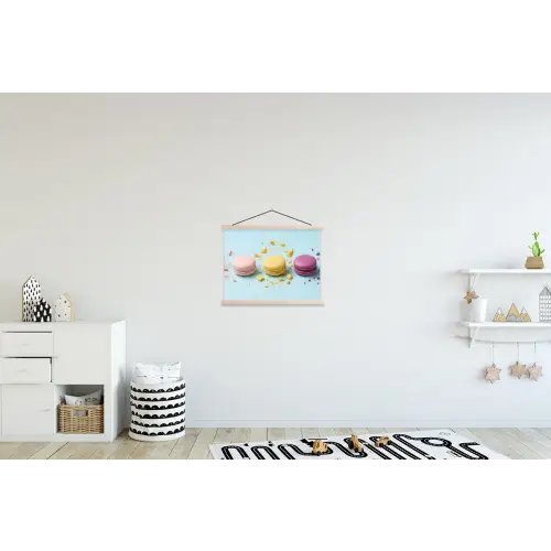 Macarons - Kleurrijk - Pastel textielposter latten blank klein -kinderkamer
