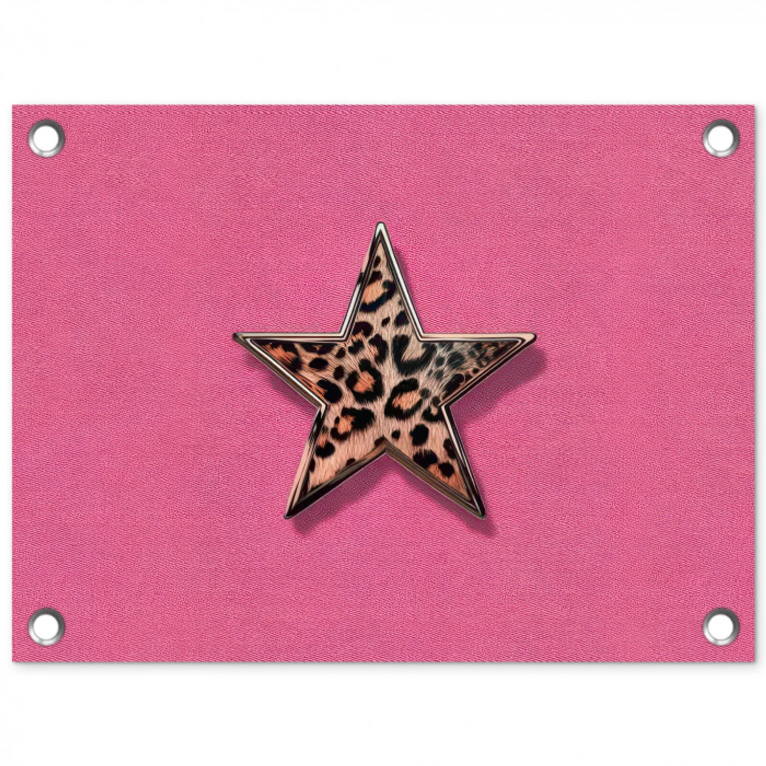 Ster - Luipaard - Print - Roze tuinposter los doek klein -3d