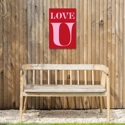 Rood - Love - Valentijn - Roze Tuinposter op houten frame 2 cm dik klein -sfeer4