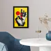 Hand - Rode cirkel - Geel fotolijst zwart zonder passe partout klein -sfeer4