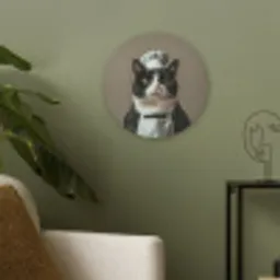 Kat - Kokskleding - Zwart - Wit Akoestische PET Vilt - Rond klein -sfeer2