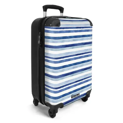Strepen patroon blauw NBS - Handbagage koffer - Kinderen Unisex middel -productfoto_3d