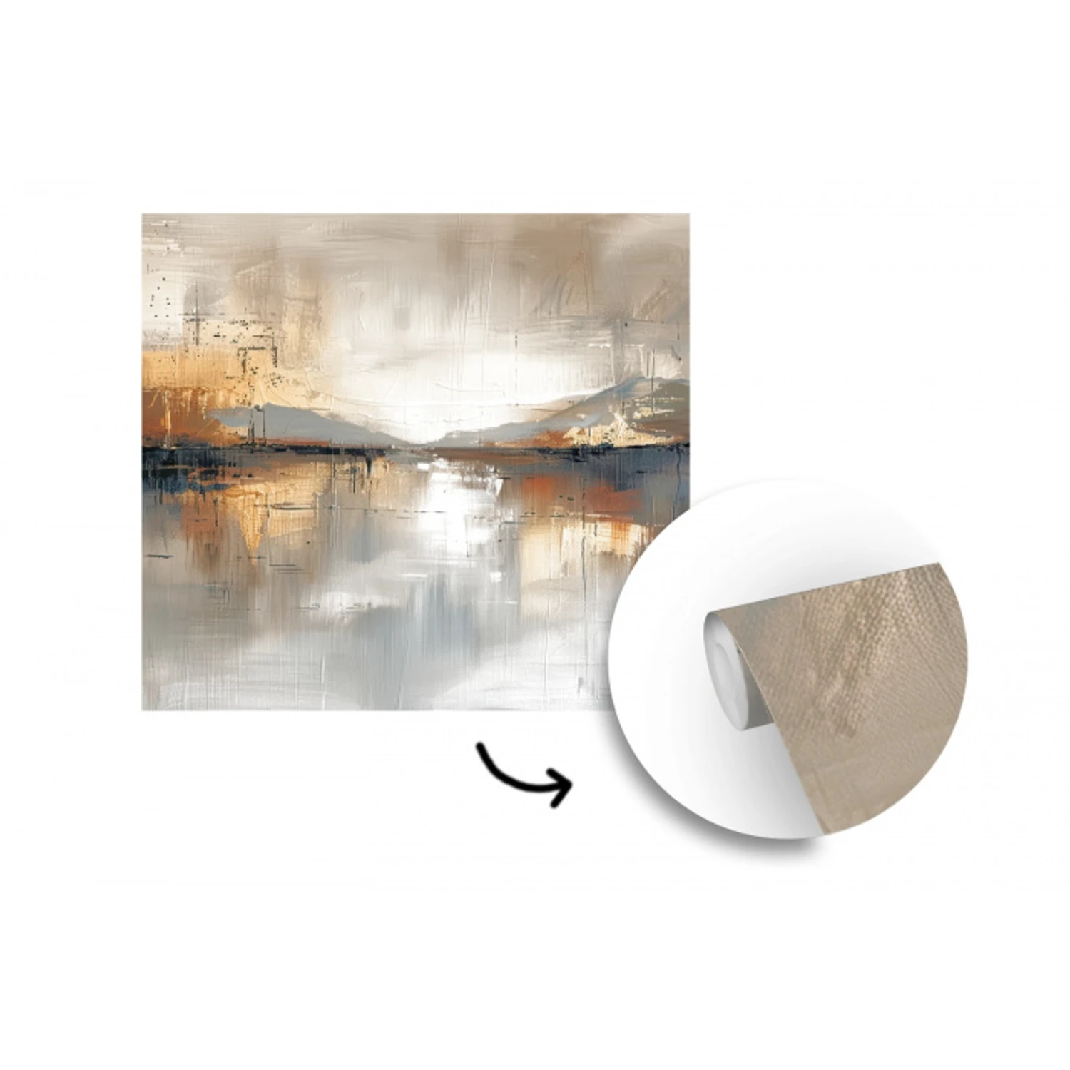 Abstract - Modern - Beige - Aesthetic - Goud fotobehang vinyl groot -3d