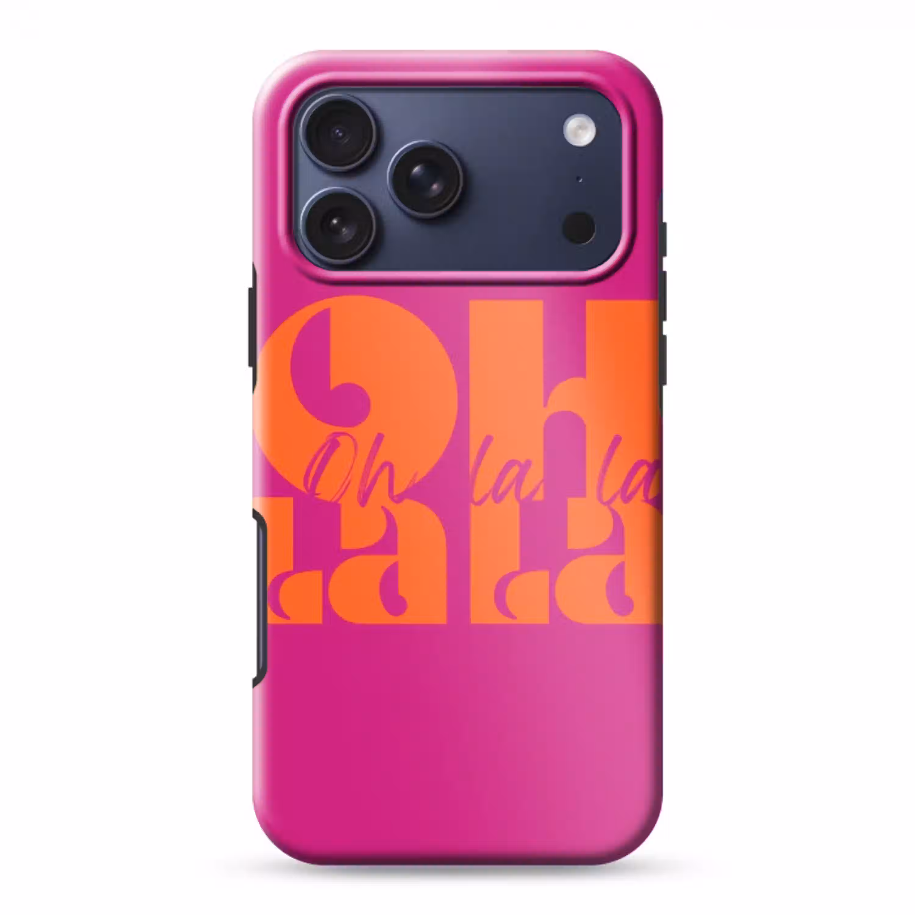 Oh la la - Roze - Oranje - Gestapelde letters Toughcase MagSafe Apple iPhone 17 Pro Max klein -3d