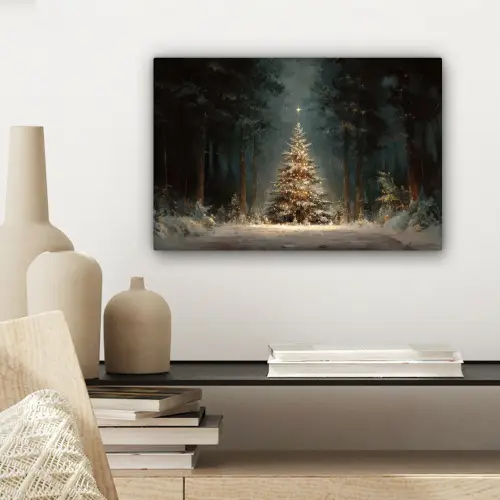 Kerstboom - Bos - Sneeuw - meerkleurig canvas 2cm klein -sfeer6
