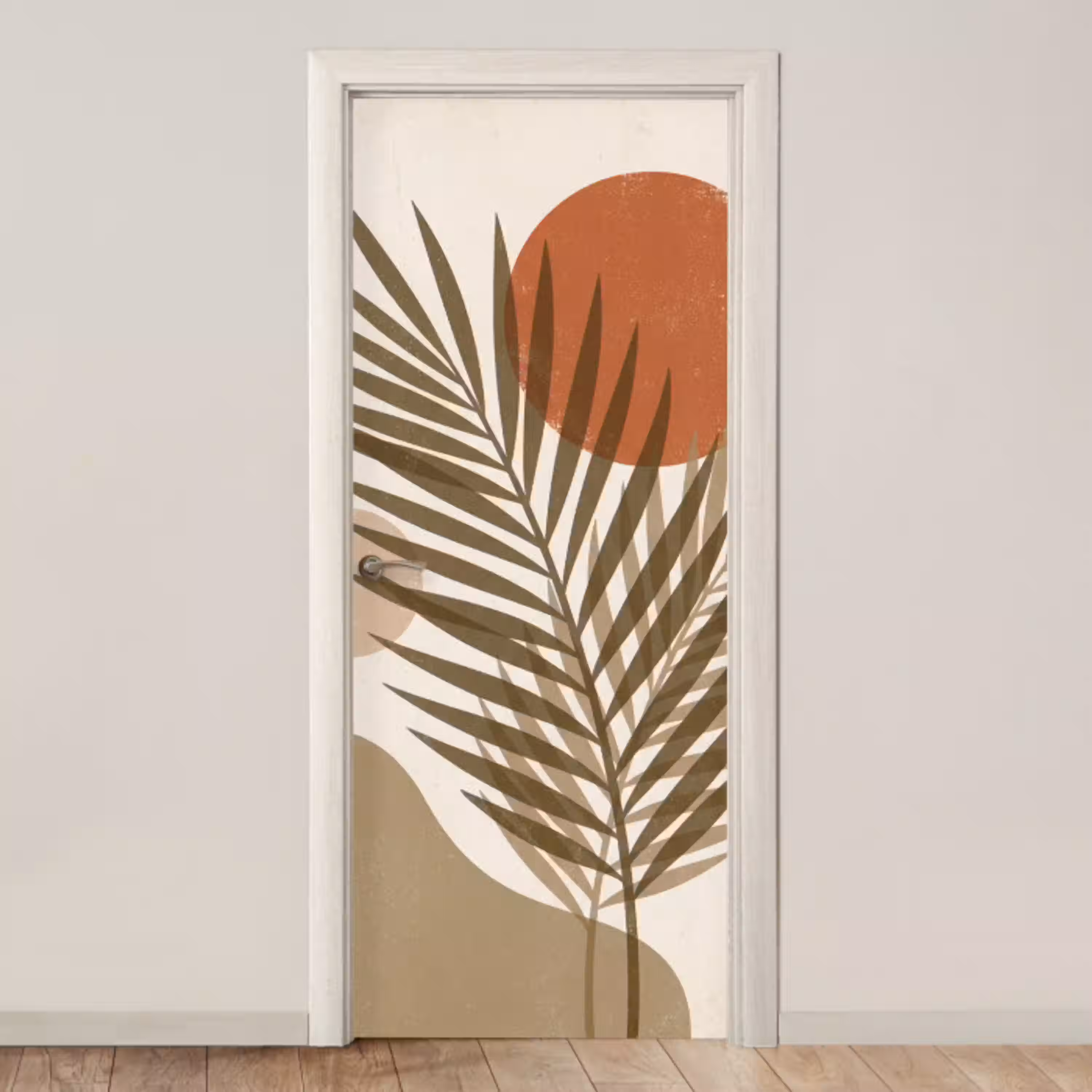 Planten - Bladeren - Abstract - Modern - Beige deurposter klein -3d_beige