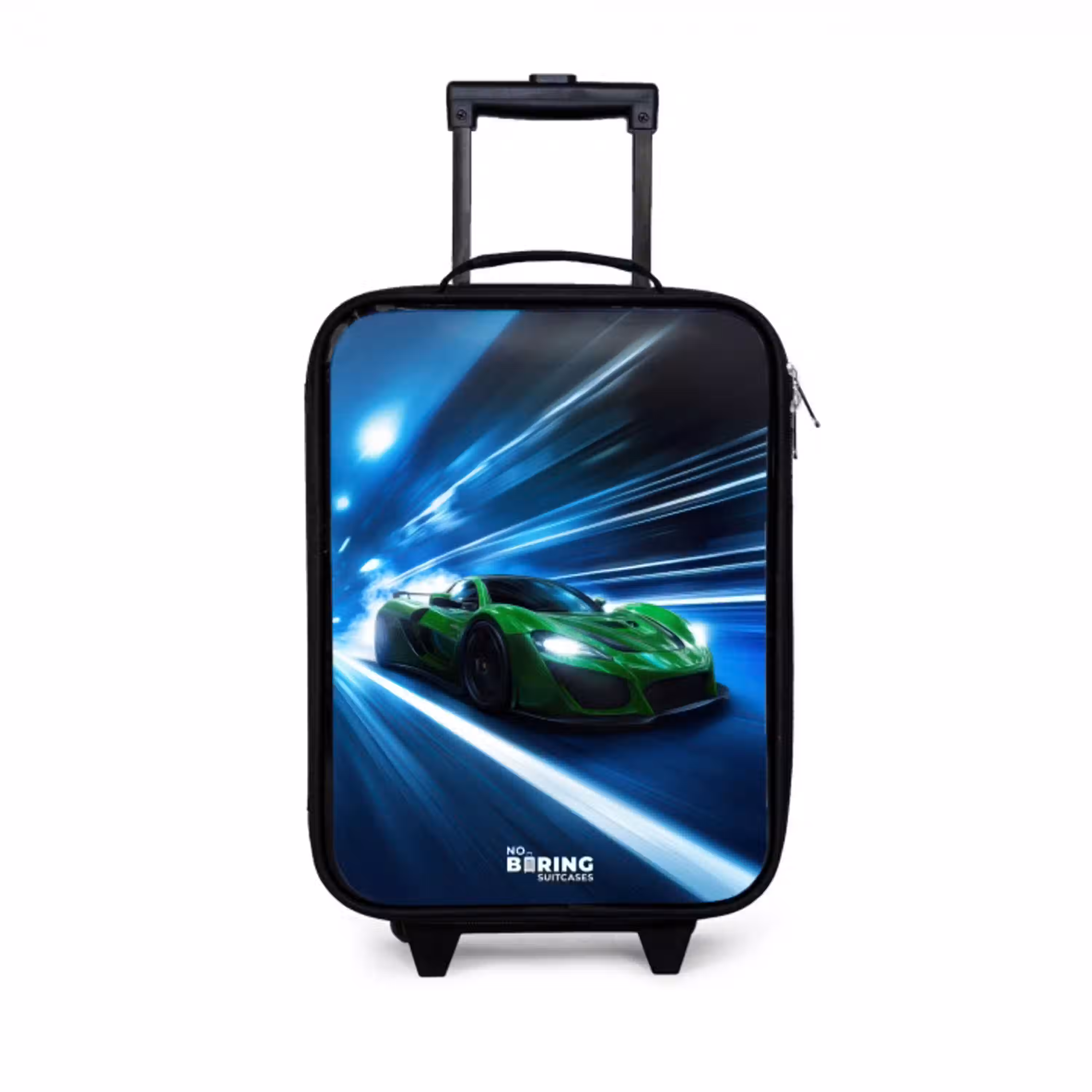 Groene supercar flitst door neonlicht Kinderkoffer - Zwart klein -3d