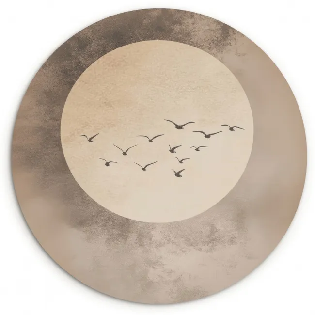 Muurcirkel - Vogel - Beige - Japandi