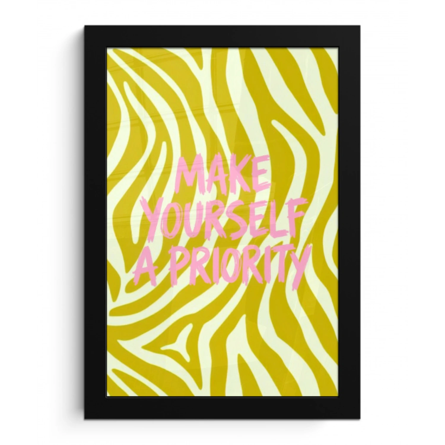 Zebraprint - Priority - Roze fotolijst zwart zonder passe partout klein -3d