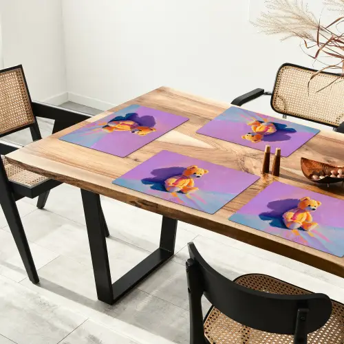 Teddybeer - Schaduw - Penseelstreken - Paars Placemat vinyl groot -zzsfeer4_Kitchenyeah-website