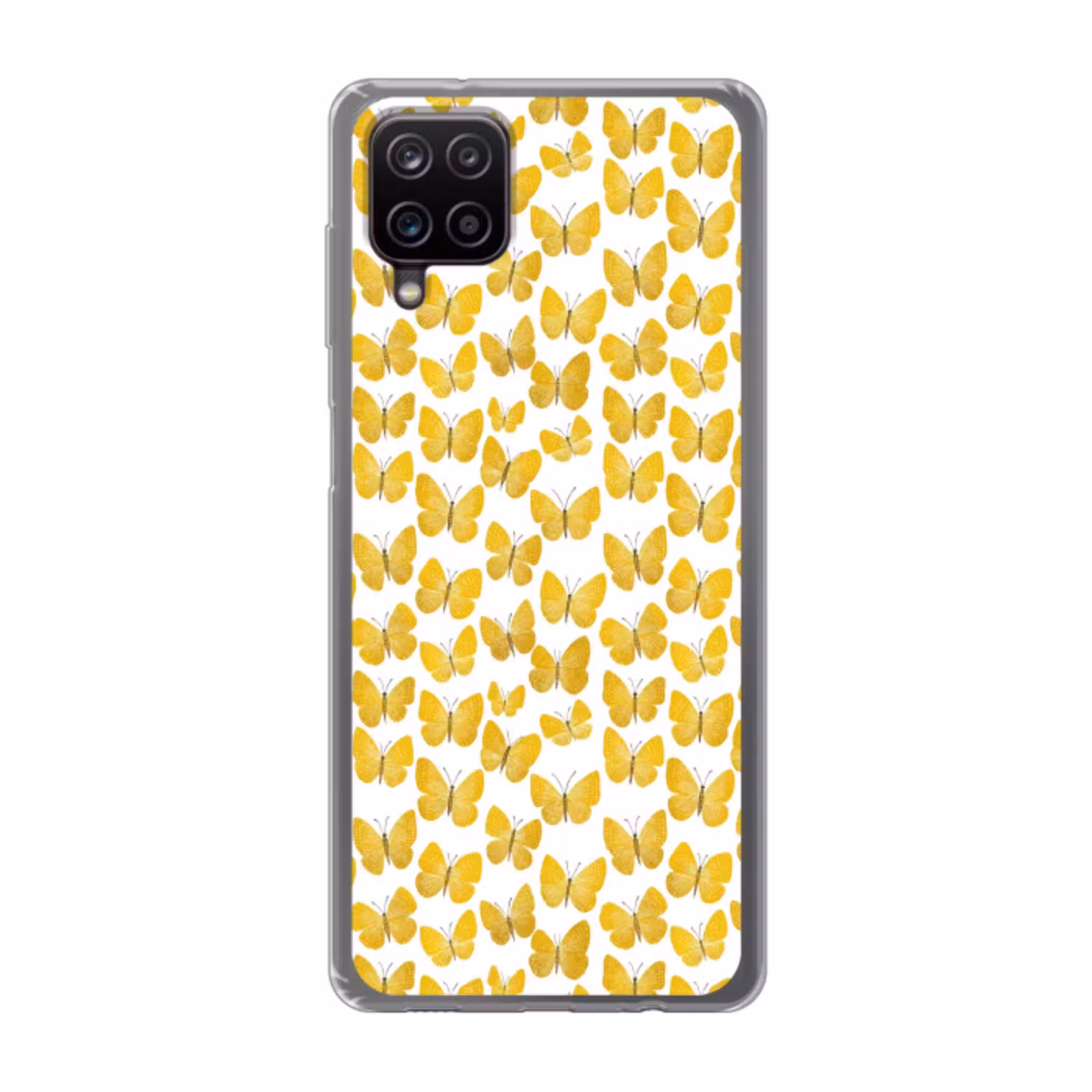 Vlinders - Botanisch - Illustratie - Geel - Wit Telefoonhoesje Samsung Galaxy A12 klein 372 -3d