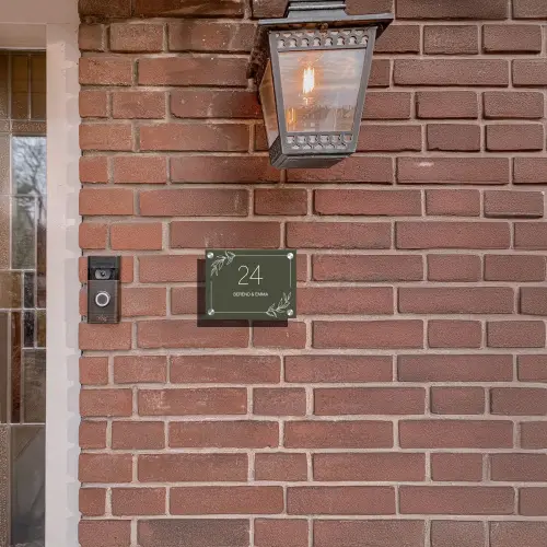 Olijfgroen - Klassiek Naambord Rechthoek middel -sfeer7-rechthoek-S
