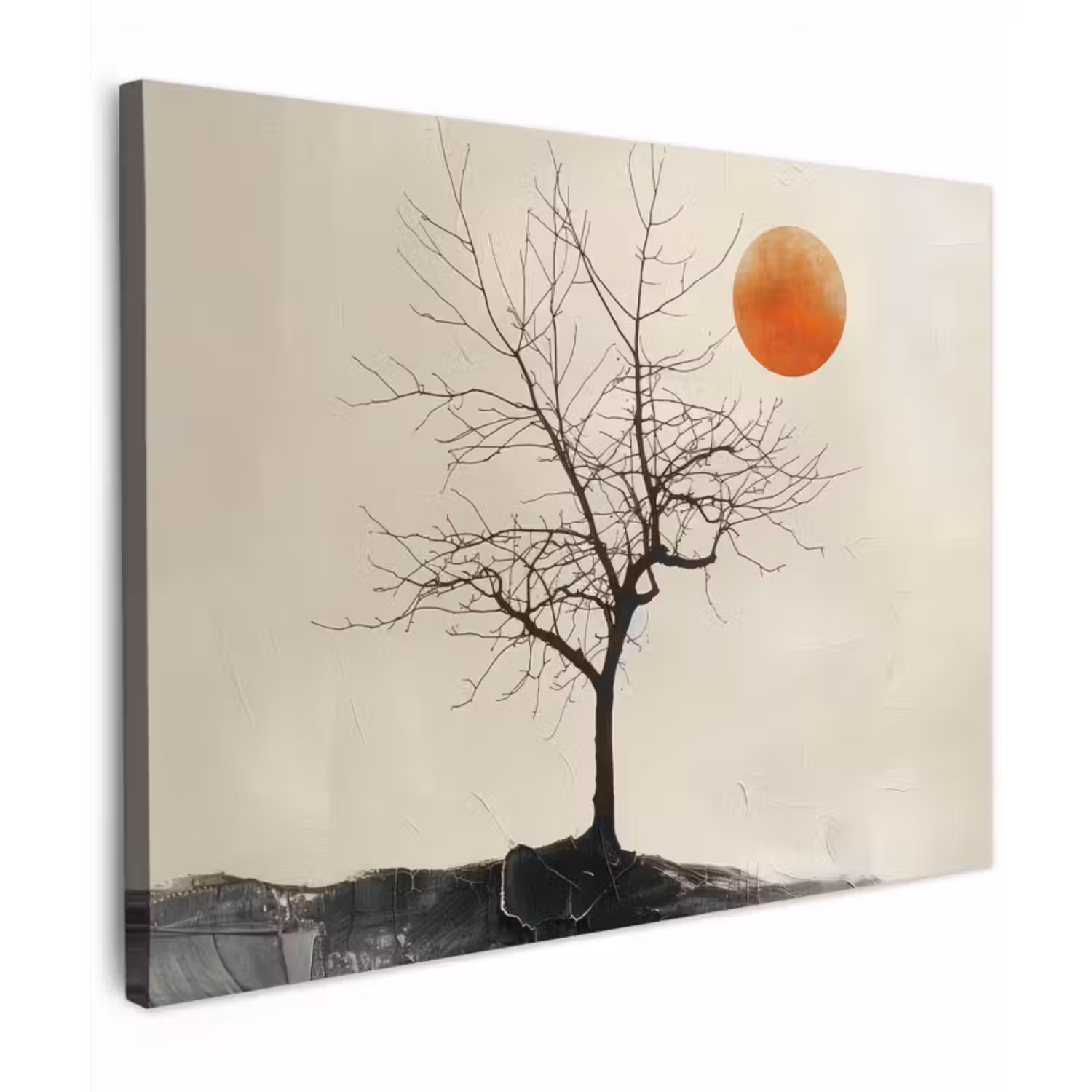Canvas schilderij - Natuur - Zwart - Maan - Kunst - Modern