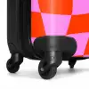 Golvend dambordpatroon in rood en roze NBS - Handbagage koffer - Kinderen Unisex middel -wiel