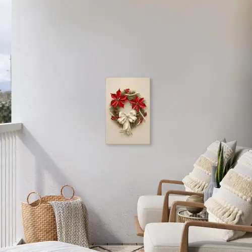 Deurkrans - Strik - Kerst - Rood - Groen Tuinposter op houten frame 2 cm dik klein -sfeer1