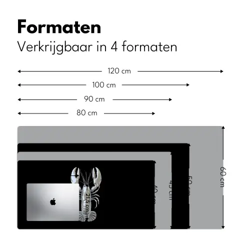 Kreeft - Zilver - Metallic - Luxe Muismat XXL klein -sfeer5