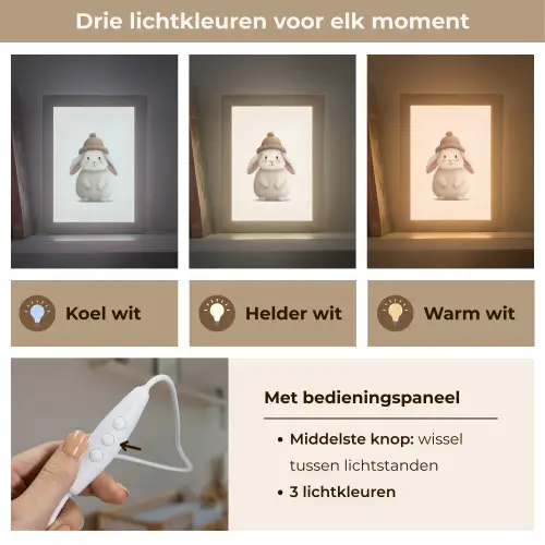 Konijn - Muts - Oren - Beige Light Box met kabel klein -USP_lichtkleurNL